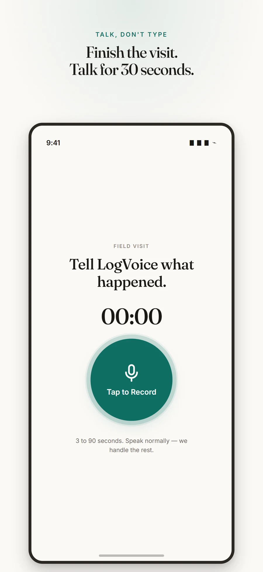 LogVoice record screen